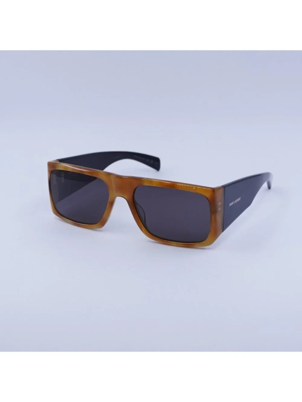 Saint Laurent SL635ACETATE 005 Sunglasses Brown Geometric Frame, Grey Lenses